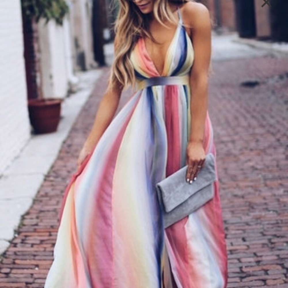 Ombré backless maxi dress